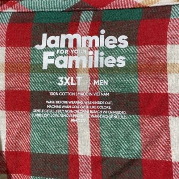 NWT Men’s Flannel Christmas Plaid 2 Pc Pajama Set Jammies For Your Families 3XLT - Picture 5 of 14
